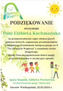 Spotkanie z dziećmi z Miejskiego Przedszkola nr 9-podziękowanie